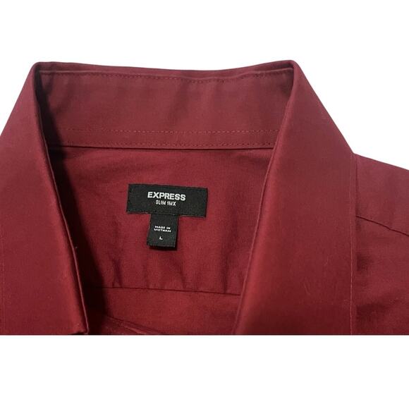 Men's Express Burgundy Button Down Shirt - Picture 4 of 5